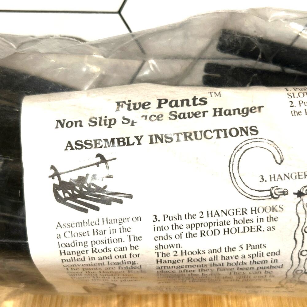 Vintage Five Pants Non Slip Space Saver Hanger 5 Tier Closet Organizer Black